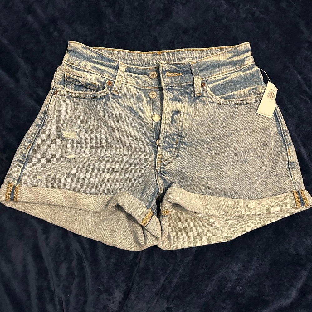 Old Navy Blue Jean Shorts with Cuffed Hem and Distressed Look